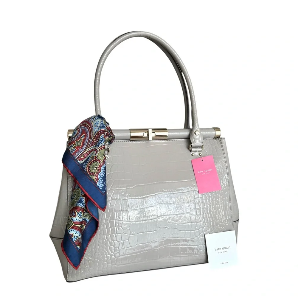 🆕 Kate Spade Patent Constance Large Shoulder Bag Gray